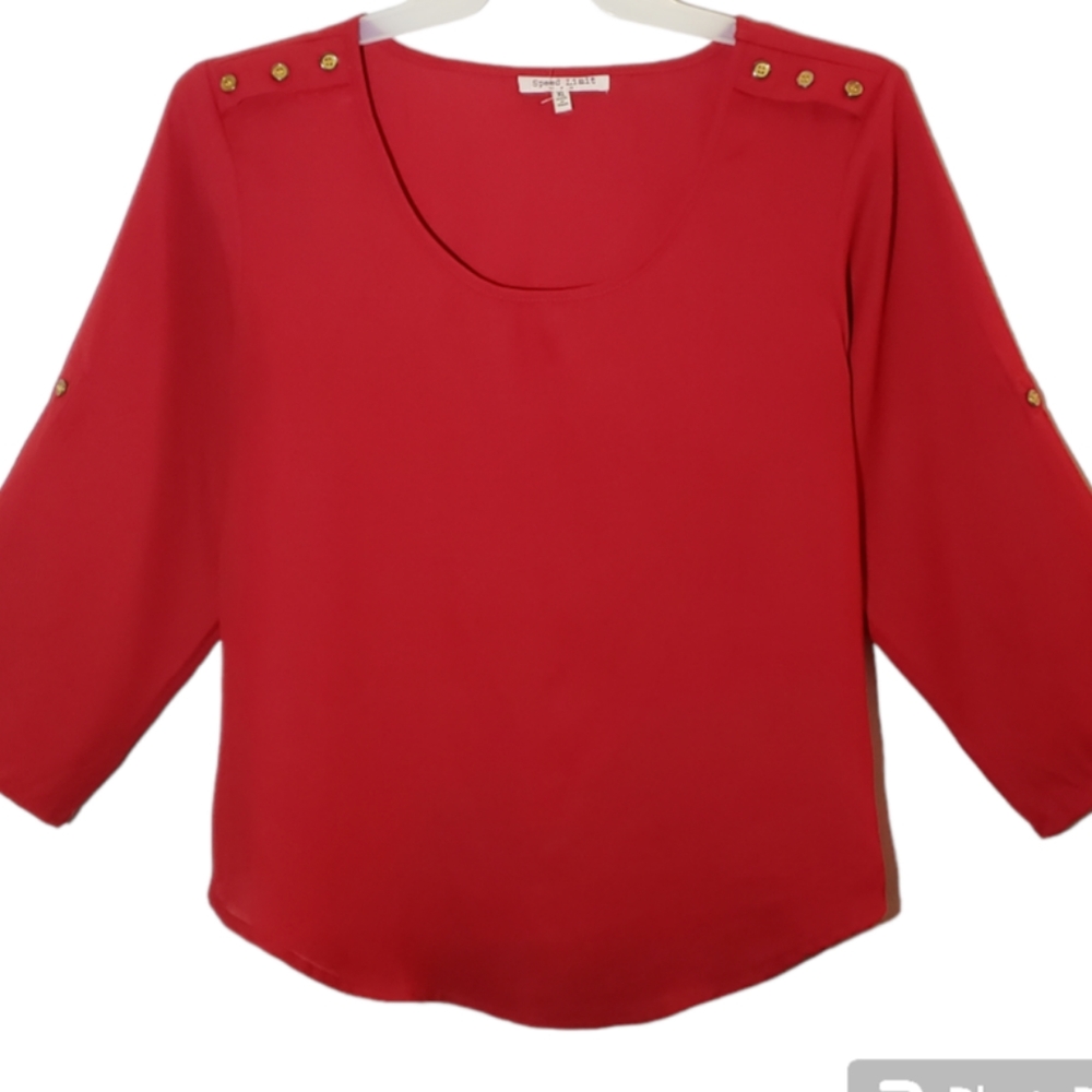 Speed Limit women's XL red embellished shoulders pullover blouse. 2037